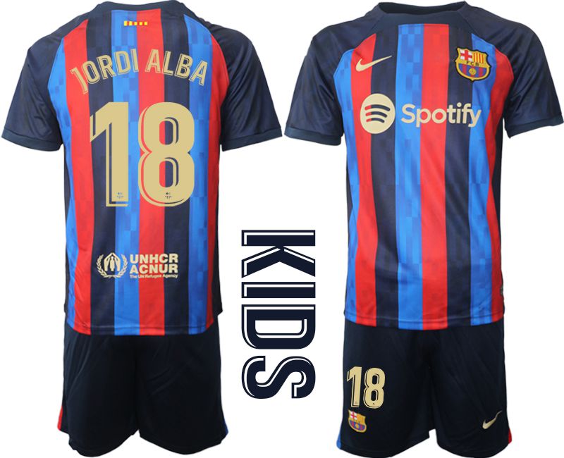 Cheap Youth 2022-2023 Club Barcelona home blue 18 Soccer Jersey